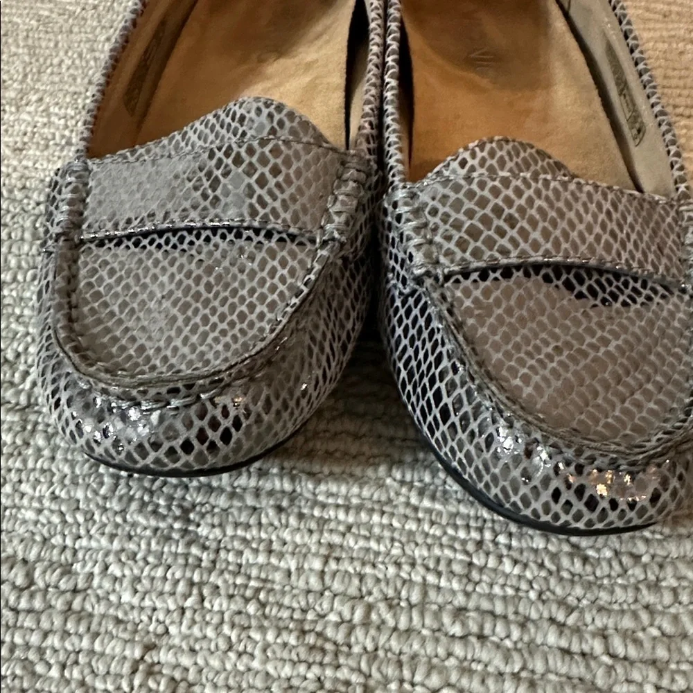 Vionic Chill Larrun loafer in metallic snake-print leather